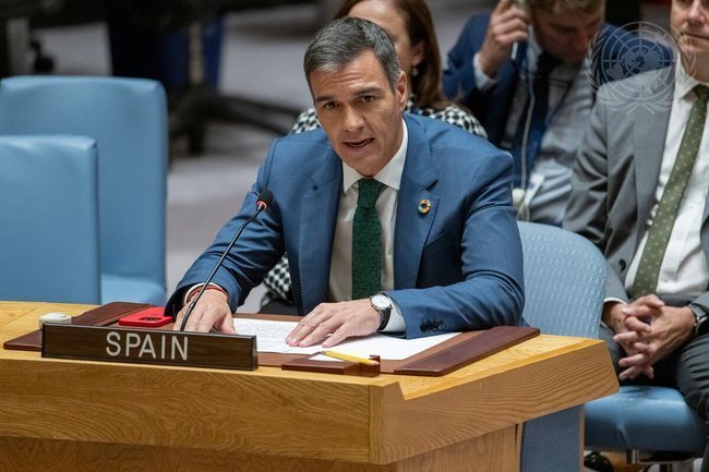 Педро Санчес на заседании ООН