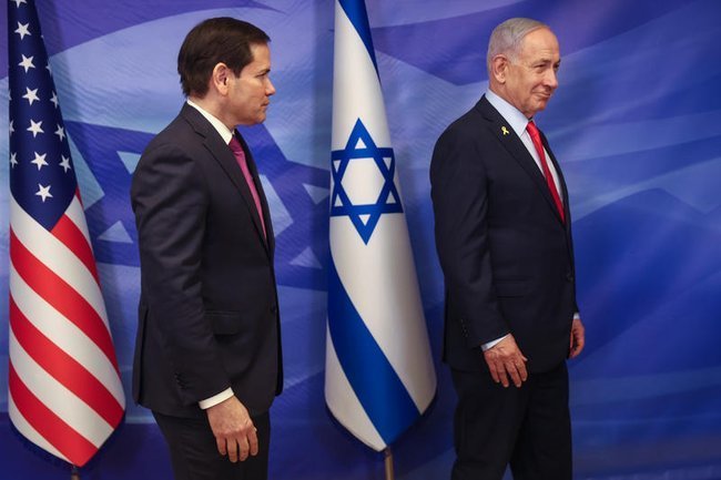Госсекретарь США Марко Рубио и премьер-министр Израиля Биньямин Нетаниягу в Иерусалиме