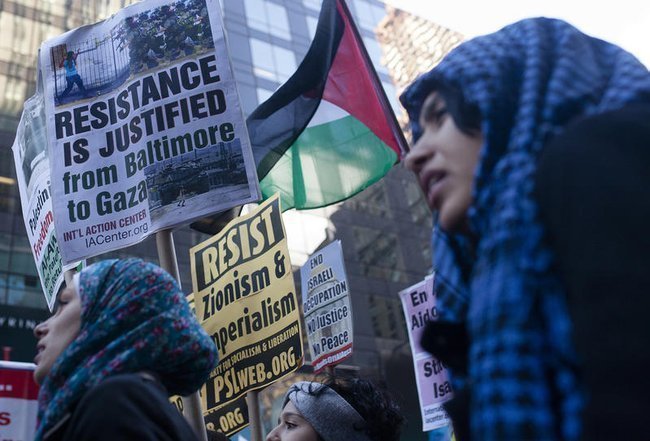 Пропалестинская демонстрация в Нью-Йорке.