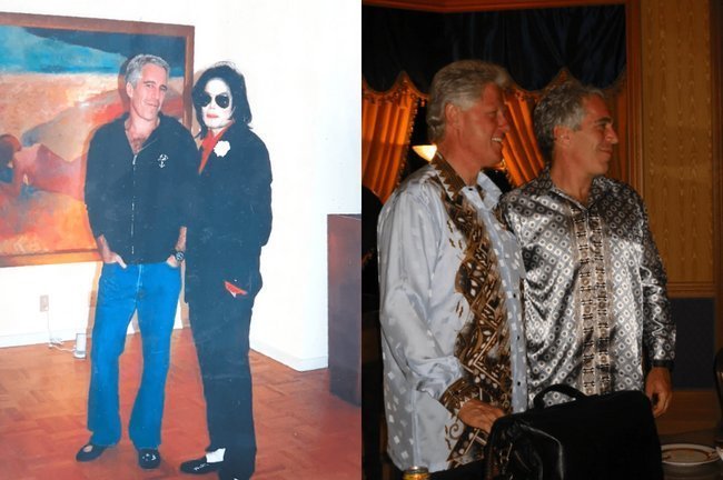 Майкл Джексон и Билл Клинтон с Джеффри Эпштейном