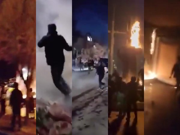 Коллаж кадров протеста в Иране