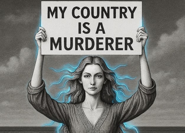 Женщина с плакатом, иллюстрация