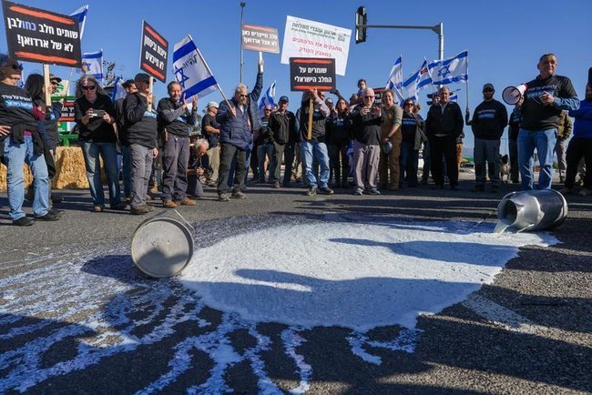 Протест фермеров неподалеку от Кирьят-Шмоны в январе 2026 года.