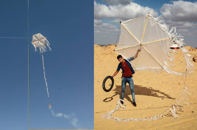 Палестинцы запускают горящие воздушные змеи
