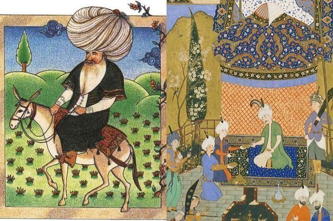 Османские и персидские миниатюры XVI–XVII веков с изображением Ходжи Насреддина и сцен из Дивана Хафиза.