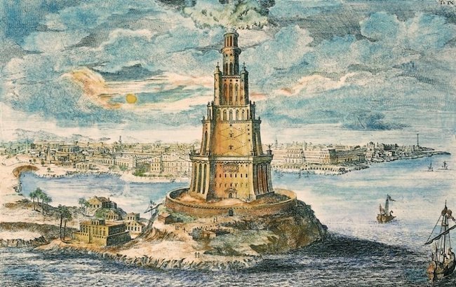 Александрийский маяк на гравюре 1721 года